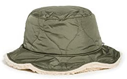 Brixton Fake Fur Bucket Wendehut Stoffhut Fischerhut (M/L - Oliv)