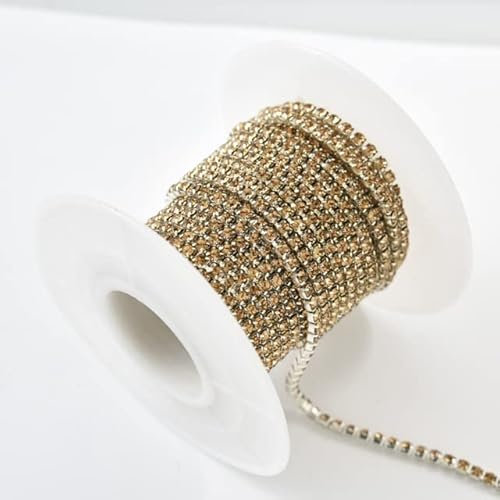 5 Yards/Rolle Silberbasis Kristall SS6-SS16 Hochdichte Klaue Strass Cup Kette Strass Besatz Für DIY Dekoration B0587-Lt.Colo Topas,SS6-5yards
