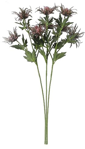 3pcs Branches de Fleurs de Chardon Artificielles, Bouquet de Fleurs de Faux Chardon Simulation Tige de Plante de Houx de Mer pour la Fête de Mariage Accessoires de Photographie de Bureau à(Violet)