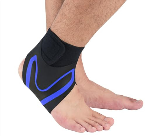 Wambere 1 Stück Sprunggelenkbandage,Einstellbar Sprunggelenkbandage Bandage Fußgelenk,Elastische Knöchelbandage,Sport Schützen Fußgelenkbandage Sportliche Knöchelorthese,Blau Links,M