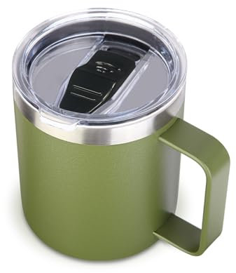 Volhoply Tasse à café isotherme en acier inoxydable de 414 ml avec couvercle anti-fuite, tasse à café de voyage à double paroi sous vide avec poignée, gobelet réutilisable pour garder au chaud, cadeau