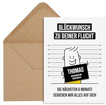 Nastami Karte Kollegen Abschied FLUCHT Abschiedsgeschenk Kollege PERSONALISIERBAR (Kollege)