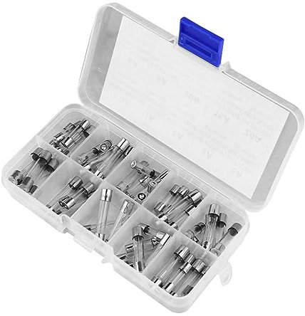jojofuny 60St Glas Sicherung schnelle Schlagrohrsicherung Bausätze sortiertes Glas Sicherungen sortiertes Kit 0.5a-20a Glassicherung mischen Suite Fusionsrohr Kombination