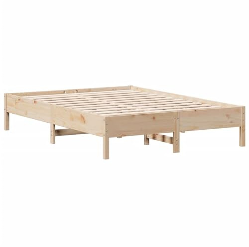 vidaXL Cadre de Lit, Sommier à Lattes sur Pieds, Lit Double d'Intérieur, Lit Adulte, Meuble de Chambre à Coucher, Moderne, 140x200 cm Bois de Pin Massif