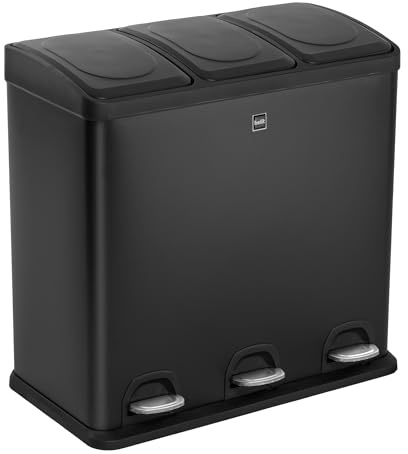 helit H2405295 - Mülltrennsystem the seperator schwarz 60 L | Mülleimer mit 3 x 20 Liter Behältern zur komfortablen Mülltrennung
