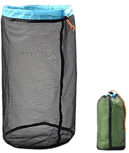 Ultralight Stuff Sacks,Mesh Drawstring Storage Bag,Nylon Mesh Compression Storage Sack,Lightweight Large Net Bag,Hiking Visibility Mesh Pouch,Stuff Storage for Sleeping Bag Luggage Clothes Camp (XL)