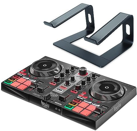 Hercules DJControl Inpulse 200 MK2 2-Deck Controller DJ Mixer + keepdrum Supporto per computer portatile Nero