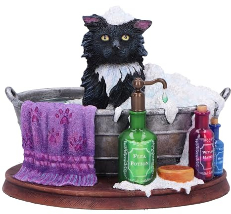 Nemesis Now Lisa Parker Badezeit-Figur, 11 cm, Kunstharz, inspiriert von Badezeit-Kunstwerk, Katze in Badewanne, Lisa Parker, Badezimmer-Dekor, gegossen aus feinstem Harz, fachmännisch handbemalt