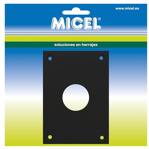 MICEL - 92664 - Plaque ronde pour serrure, couvercle de protection pour portes, finition noire, épaisseur de 1 mm, 70 x 100 mm