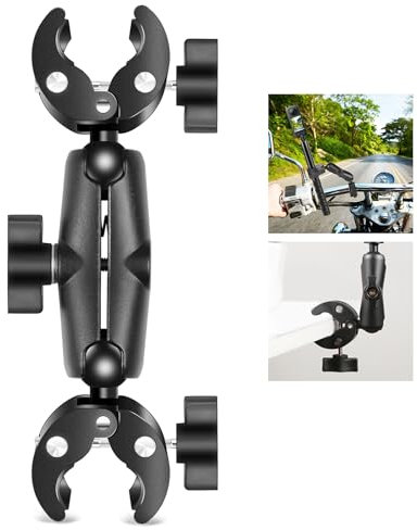 Double Super Crab Clamp Motorcycle Handlebar Tap Action Camera Pipe Pliers, 360° Rotation Ball Head Bike Fixed Claw Tablet Bracket Clamp for Umbrella Stand, Rod, Shooting Tripod, Photo Reflector