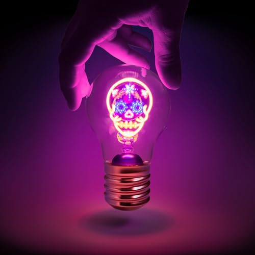 Suck UK Skull Lamp | Gothic Home Decor | Skull Light Bulb | Gothic Decor | Calavera Cordless Lightbulb | Day of the Dead | Halloween Accessories | USB Rechargeable Battery | LED Neon Light Bulbs