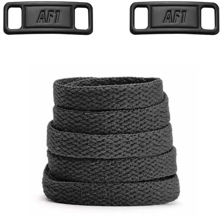 NDTEZUGT Algodón Cordones Planos para Air Force 1 Zapatillas, 1 par de Colgantes para Cordones Zapatillas Deportivas (Negro,63/160cm)