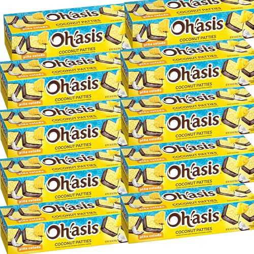 Coconut Patties – Piña Colada Flavor – 12 oz Box – Creamy Coconut Covered in Dark Chocolate – Tropical Florida Candy – Individually Wrapped Sweets (Pack of 12)