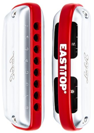 East top Armónica diatónica de 8 agujeros, para adultos, principiantes, profesionales y estudiantes, como regalo, color rojo