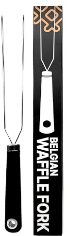 Captain Jax Forchetta per waffle belgi, utensile da cucina multiuso in acciaio inox con manico in silicone, punte smussate, accessorio da forno belga, taglia unica, nero