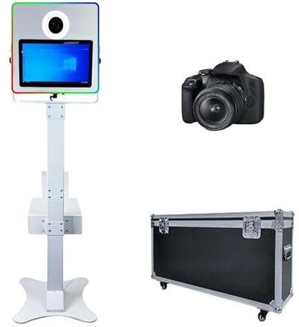 Miroir portable avec appareil photo reflex numérique de 15,6 à écran tactile - Machine à selfie - Impression instantanée pour fête de mariage, événements, location de Noël avec mini PC lumières RVB