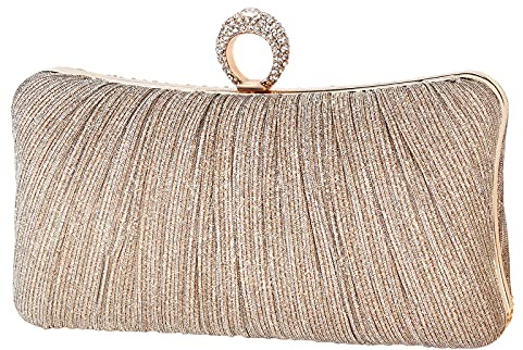 AMOUR DE LOTUS Clutch Taschen für Frauen Abendtaschen Gold Damen Clutch, klein Elegante Kettentasche Tasche Clutch Bag, Hochzeit Wedding Prom Party Handtasche