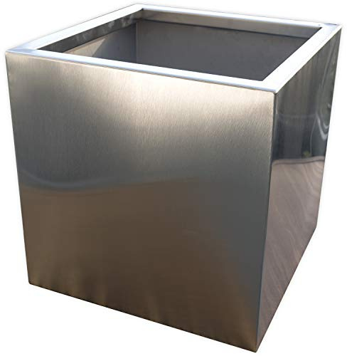 Köhko® Designer-Blumenkübel aus Edelstahl VIVO 80 x 80 x 50 cm | matt gebürsteter Pflanztopf eckig & groß