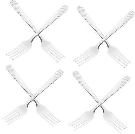 PAMINGONO Tenedor de Mesa de Acero Inoxidable, Utensilios de Cocina, 8 Piezas, Práctico y Resistente, para Carne y Ensalada