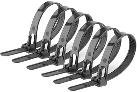 Offgridtec 100 Stk. wiederverschließbare Kabelbinder 7,6×400 mm (schwarz) | Selbstsichernd, hitze- & kältebeständig, langlebiger Mehrzweck-Kabel-Organizer für Innen- & Außenbereich