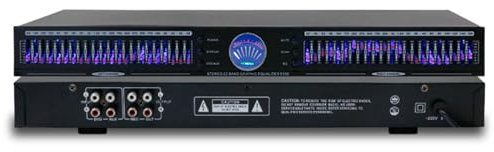 Vituord 22-Band Audio Equalizer, Stereo Graphic Equalizer, Dual Channel 1U Rack Mount, with 10 Preset Effects, Automatic Noise Reduction, Hifi Home EQ Tuning Equalizer