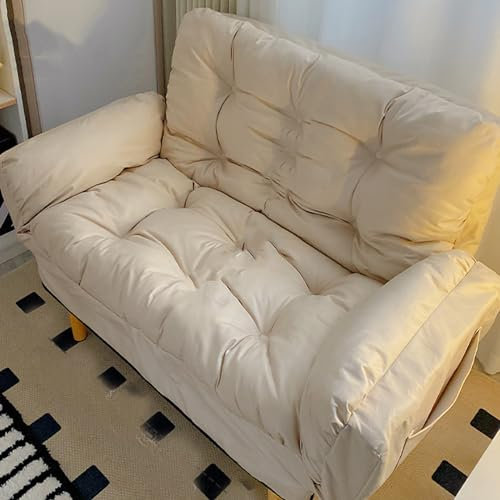 Kleines modernes Loveseat Couch Sofa 2 Sitzer mit verstellbarer Rückenlehne & Armlehnen für kleinen Raum Wohnzimmer Schlafzimmer Wohnung Beige