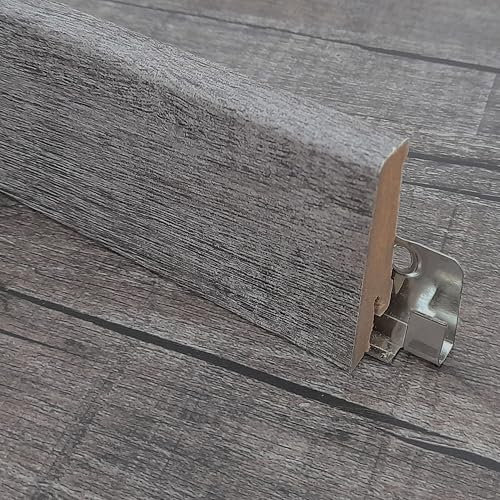 Zócalo para suelo de vinilo roble rústico oscuro – Altura: 58 mm Profundidad: 18 mm Longitud: 2400 mm – Resistente al agua (roble rústico oscuro, 240 cm | rodapiés)