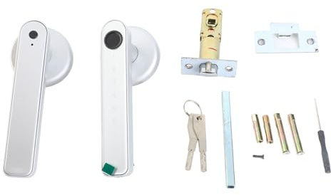 Serratura Smart con Maniglia, Smart Lock con Impronta Digitale e Password e Chiave, Serratura Intelligente per Casa, Appartamento, Ufficio, Porta d'ingresso, Camera da Letto (Argento)