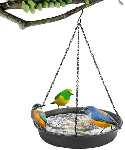 Vogeltränke zum Aufhängen – Kupfer-Metallschale, Vogelfutterstation für den Außenbereich, Haken, Wildtier-Futterstation, Teller, hängende Vogeltränke, stabiles Design, Vintage-Gartendekoration, zieht