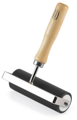 Vaessen Creative Gummi Brayer Farbroller - 10 cm - mit Holzgriff | Malerrolle und Plotter Zubehör für Basteln mit (Acryl)Farbe, Schablonieren, Stempeln und Prägen, Diamond Painting