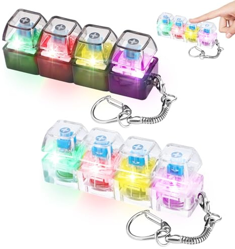 GSrenyu 2 Pcs Keyboard Fidget Toy Keyboard Fidget Keychain with Lamp | Funny Stress Relief Toys for Adults Keyboard Fidget Clicker Decompression Gift for Boys Girls