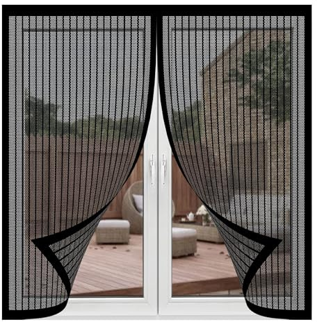 Mosquitera Ventana Extensible 130 x 220 cm sin Taladrar Cortina Protección Contra Insectos Entre Aire Fresco, Mantiene Insectos para Marco de Ventanas, Negro