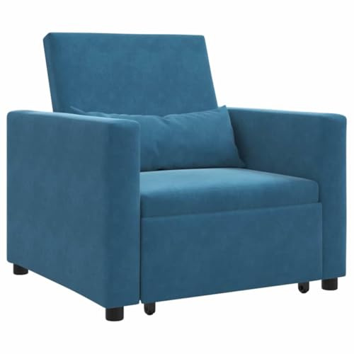 vidaXL Elegante Poltrona Blu per Soggiorno e Camera da Letto | Sedia Moderna Imbottita con Cuscino Staccabile Seduta Funzionale Interna Ideale per Lettura Rilassante Mobili Confortevoli Tessuto Polie