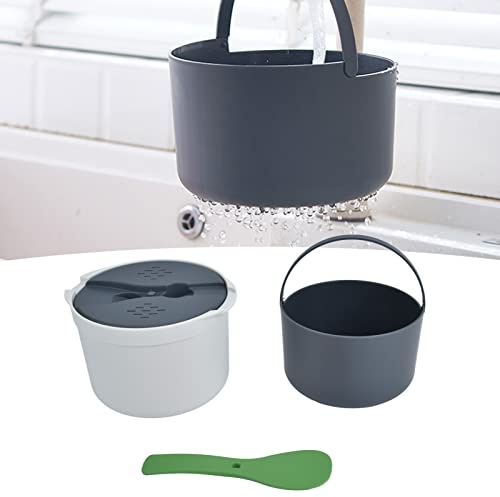 Juego de olla de arroz SustVita de microondas, olla de cocción segura con capacidad 2L, cuchara de arroz y vaporera (verde)