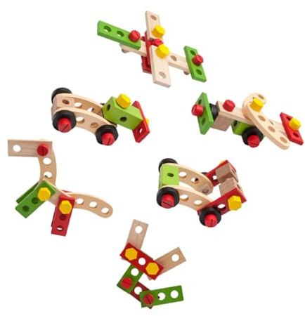 UPKOCH Holz DIY Werkzeugset Werkzeugkasten Schrauben Muttern Montage Lernspielzeug für Jungen und Mädchen Mobiles Reparaturset für Motorische Fähigkeiten und Kreatives Rollenspiel