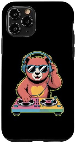 DJ Animal Ours Tourne Disque Mélodie Coque pour iPhone 11 Pro