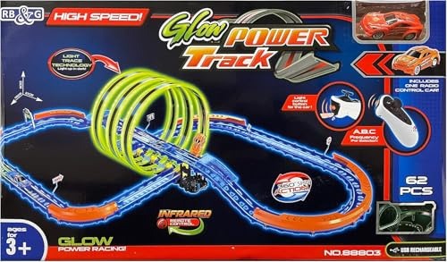 Set High Speed Rennbahn Autorennbahn mit Leuchtspur Looping Inkl. Fahrzeug mit Controller