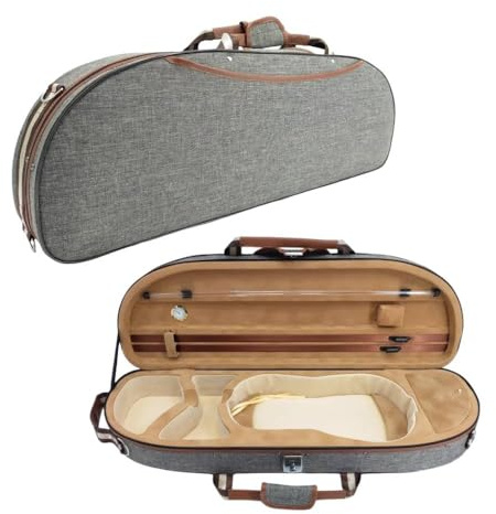 MJMLUCK Custodia per Violino 4/4 Full Size Nylon Oxford Scatola Leggera Tracolle Regolabili Borsa da Viaggio per Violino (Grigio)