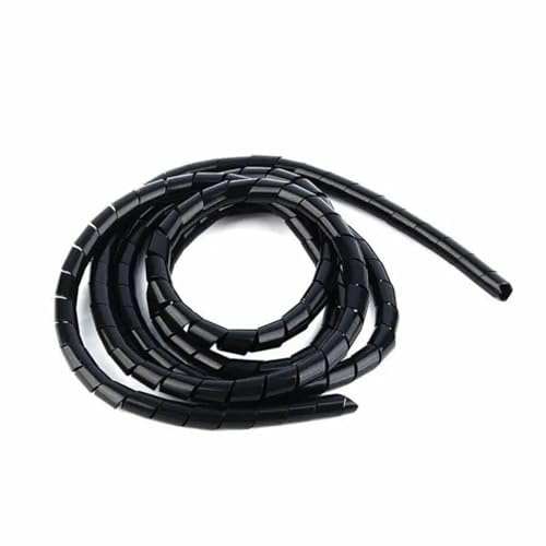 SDGBCXD Tubo avvolgicavo, Guaina Flessibile for la Gestione dei Cavi a Spirale, avvolgicavo a da 5 Metri Multicolore 6-14 mm(Black,14mm Inside Diameter)