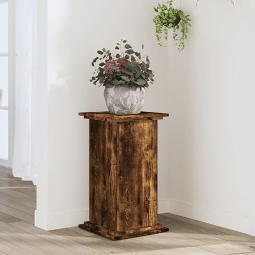 HaoChrymec Portavasi in Legno, Supporto per Piante con Design Moderno, Fioriera da Esterno, Porta Piante da Interno, per Balcone e Giardino, Colore Rovere Affumicato, 33x33x60 cm