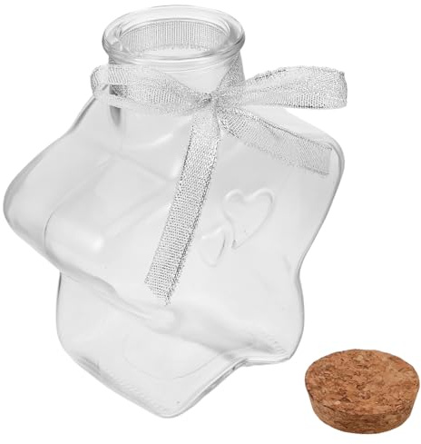 Healifty Bouteille à Souhaits en Verre Étoile avec Bouchon en Liège – Grand Bocal Décoratif Transparent en Verre – Flacon pour Messages Loisirs Créatifs et Décoration Mariage Shower