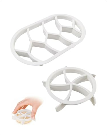 KONFEN Lote de 2 prensas para pan, moldes para hacer pan o galletas, dos formas de cortapastas, molde 3D de plástico pasteles, galletas de mantequilla, dulces, Ramadán, repostería (blancos)