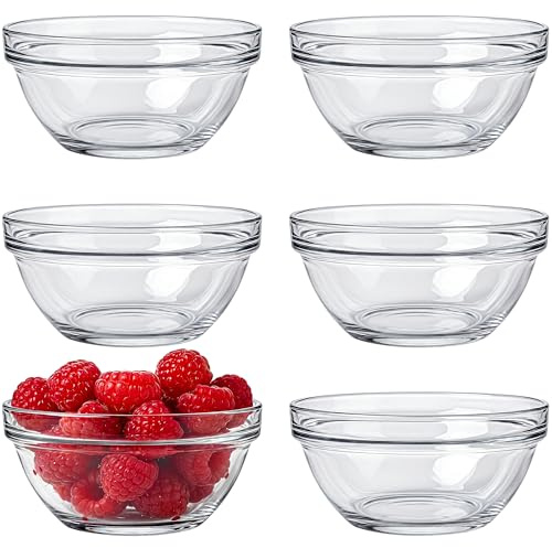 KONZEPT Glasschalen 6er Set 240 ml, Snackschalen & Dipschalen aus Glas, Stapelbar - ideal als Dessertschalen, Müslischalen, Servierschalen und Mini-Salatschüsseln