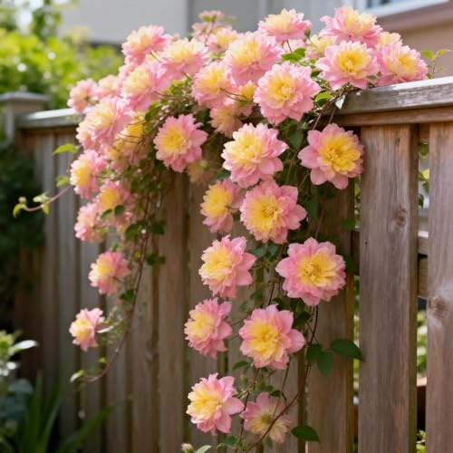 Kletternde Clematis–Winterhart, ideal zur Dekoration von Gartenzaun und Beet/Landschaftsgestaltung/doppelte Blütenblätter-4Rhizom-I