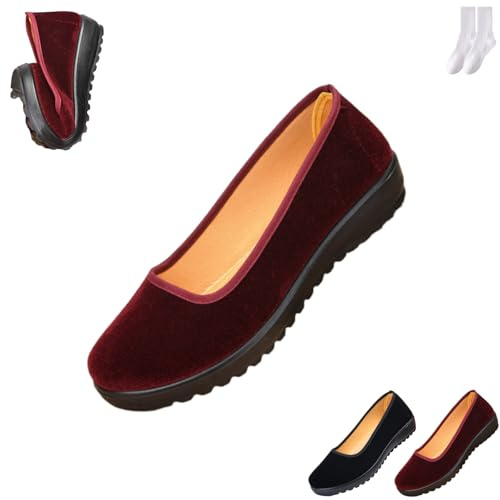 Baskets orthopédiques légères à enfiler pour femme - Ballerines plates - Chaussures de travail décontractées - Chaussures de travail confortables à talon compensé bas