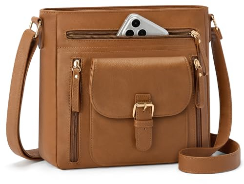 RAINSMORE Cross Body Bag Women, PU Leather Crossbody Bags with Multi-Pocket