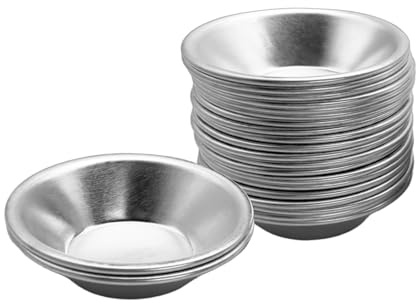 Stampi per Dolci in Alluminio, 50 Pezzi Formine per Tartelette Dessert Riutilizzabili Antiaderenti per Torte, Budini e Gelatine