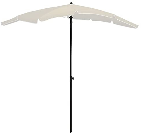 Foknhdi Ombrellone 200 x 130 cm sabbia protezione UV poliestere e acciaio funzione ribaltabile manovella salvaspazio per balcone terrazza giardino, crema, 200 x 130 x 234 cm