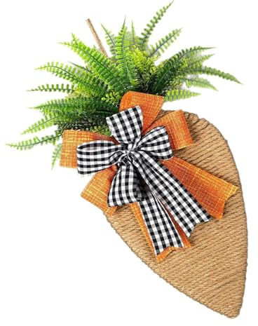 hogtnd Letrero de cuerda trenzada con forma de zanahoria para puerta de Pascua, celebración, corona, adorno de cuerda tejida con zanahoria