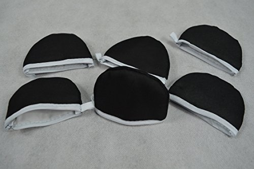 Markenlos 3 Paar (6 Stück) Thermogrifflinge für Topfgriffe / Kochtopfgriffe, Topflappen, Grifflappen aus Baumwolle, Schwarz